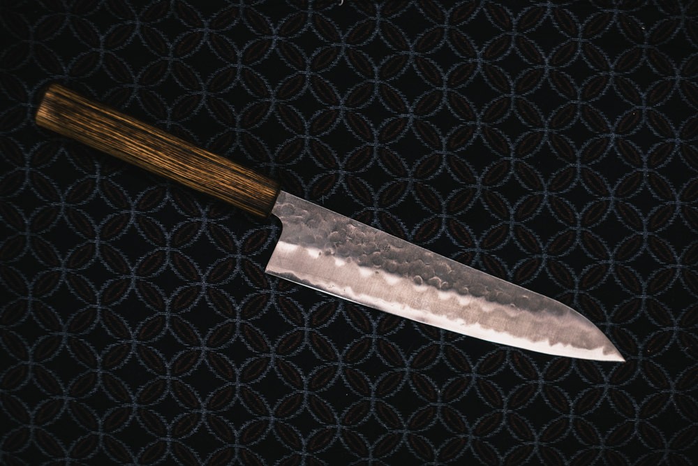 Gyuto knife with walnut handle