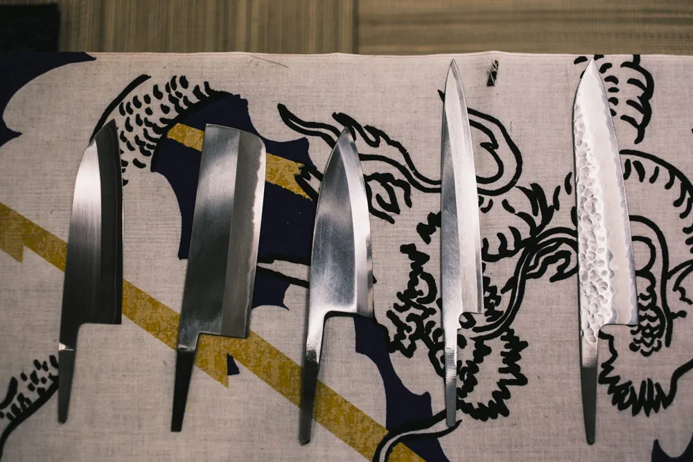 Different types of Japanese blades without handles
