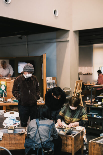 Knife sharpening workshop at Kameoka Natural Whetstone Museum