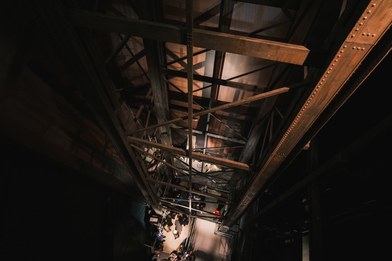 Reconstructino of the Arrol Gantry 1/4 the height inside the Titanic Belfast