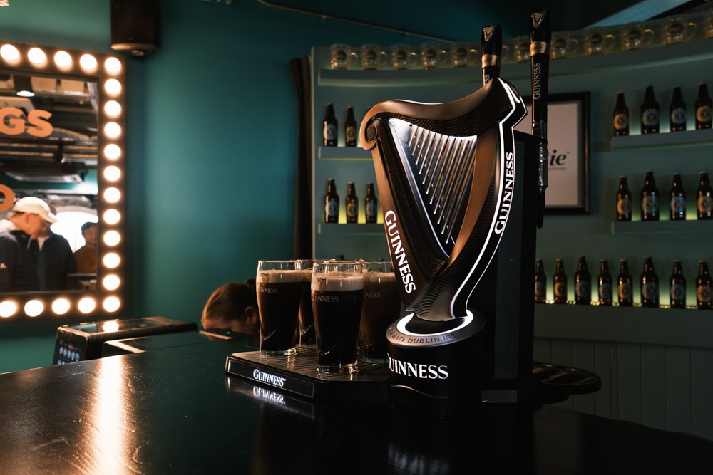 Guinness pint and harp at Guinness Storehouse