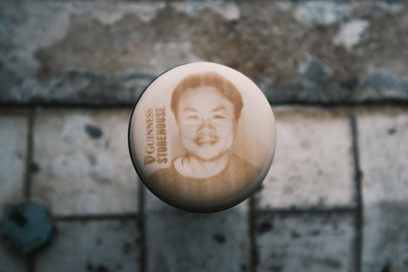 Stoutie face printed onto Guinness foam at Guinness Storehouse