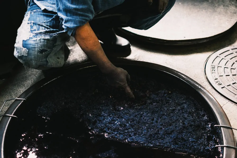 Fresh vat of indigo dye live culture