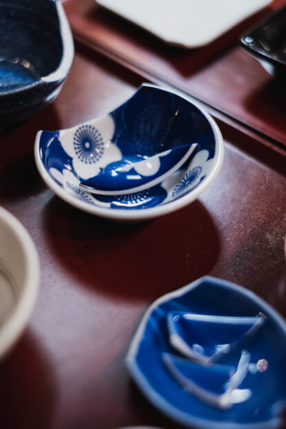 Broken ceramic cup for kintsugi
