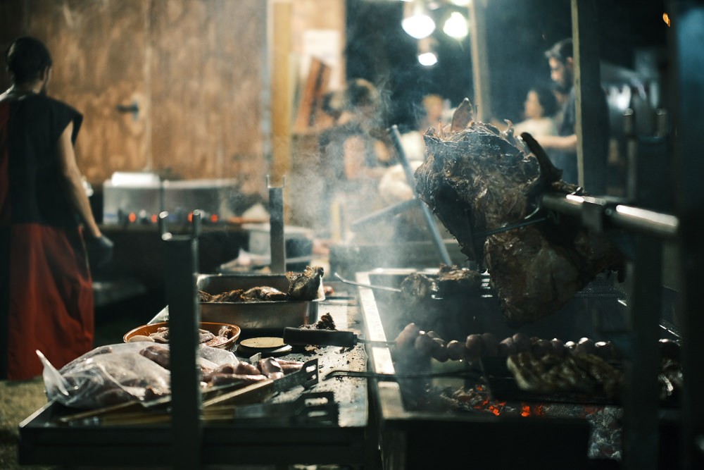 A smoky grill at the Medieval Feira at Leca do Balio near Porto
