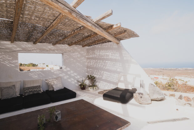 Sophia Boutique pool lounge area in Finikia