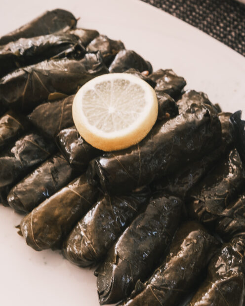 Dolmas for lunch on sailing cruise in Santorini