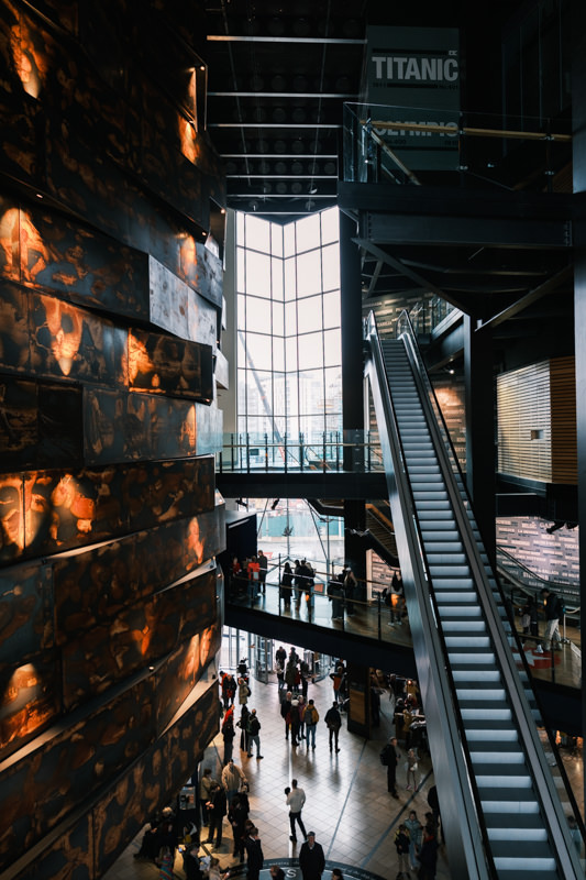 Inside the atrium of the Titanic Belfast