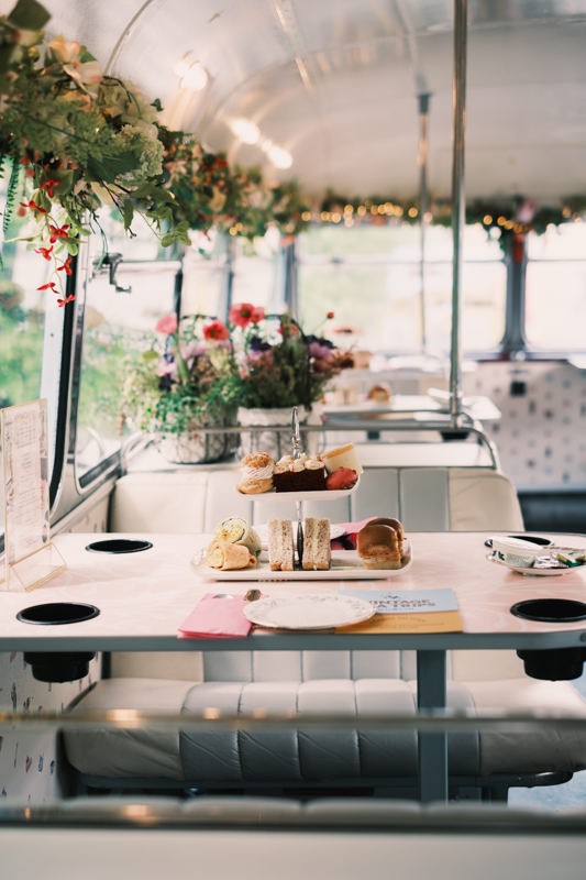 Cute table setup on Vintage Afternoon Tea Bus Tour in Dublin