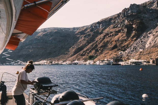 Lunch stop at Thirassia island on Vista Yachting sunset cruise