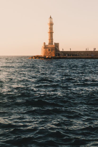 Beautiful shot of Chania Lighthouse from the Old Harbor