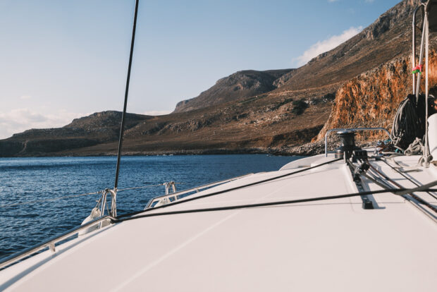 View of Gramvousa Peninsula from Balos Sailing Cruise