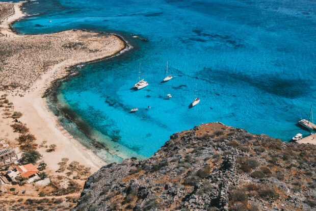 Gramvousa Bay viewpoint seen from Venetian Fortress