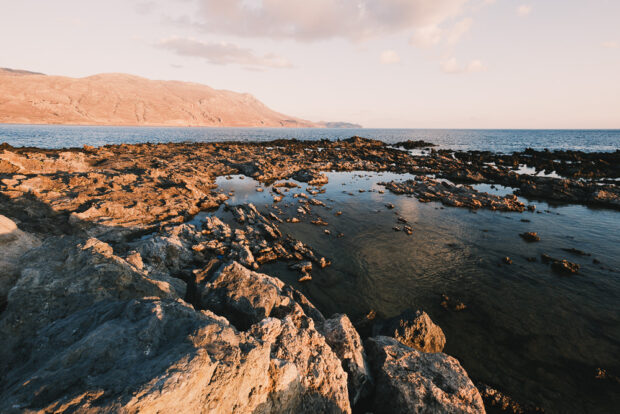 Kissamos Port and rocks pools at sunrise