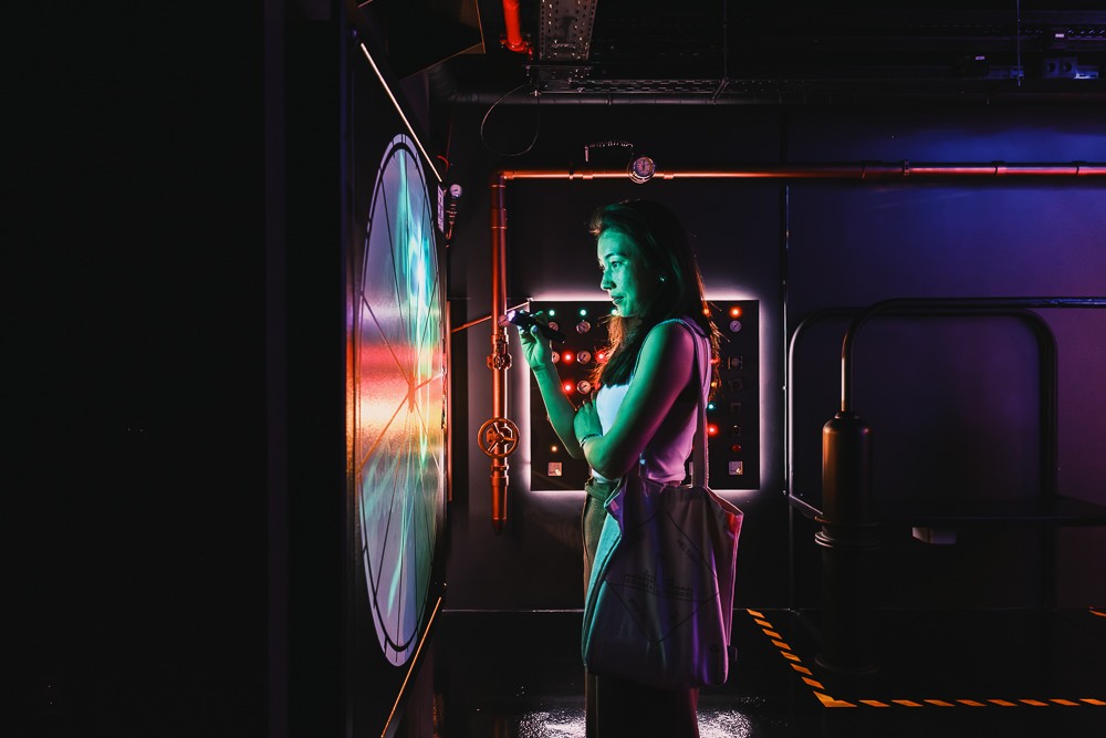 Light-activated drawing board at Neonia Porto