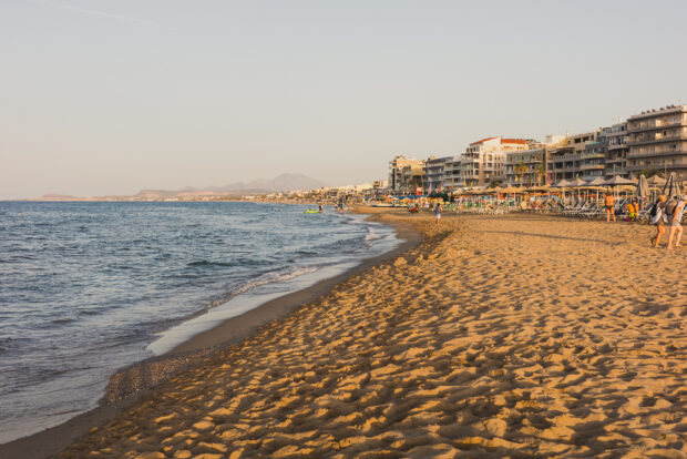 Rethymno Beach at sunset