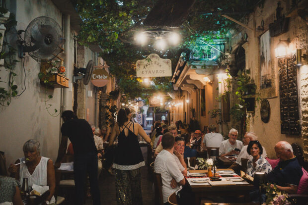 Taverna at night in Rethymno