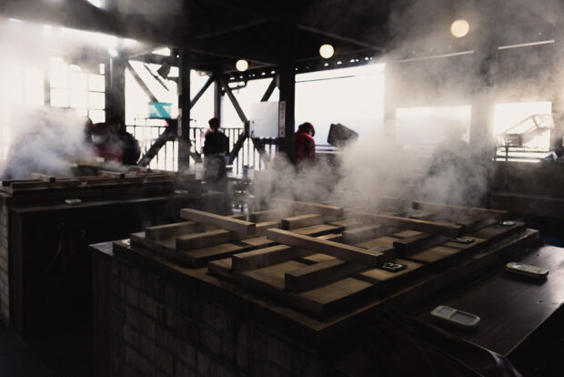 Steaming kitchen at Jigokumushi Kobo Kannawa