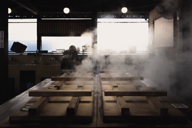Steaming kitchen at Jigokumushi Kobo Kannawa
