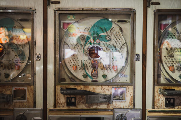 Retro Japanese Pinball Game at Kinosaki Onsen