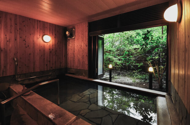 Private family bath at Yambiko Ryokan in Kurokawa Onsen