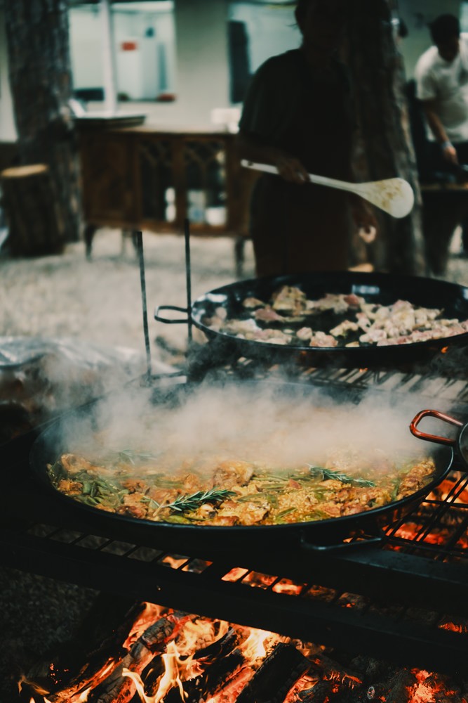 Giant paella pans with steam at Chefs on Fire Cascais