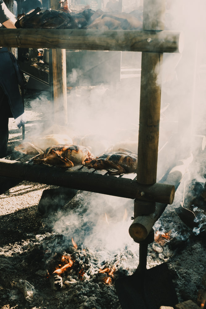Meat smoking on grill at Chefs on Fire Portugal