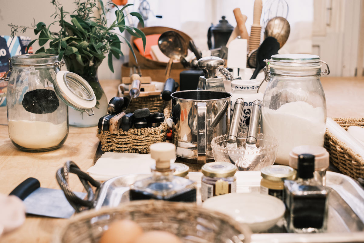 Cesarine Cristina Rossi cooking class prep table