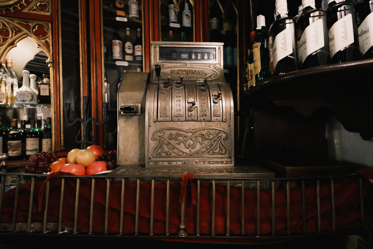 Antique National cash machine at Botin in Madrid
