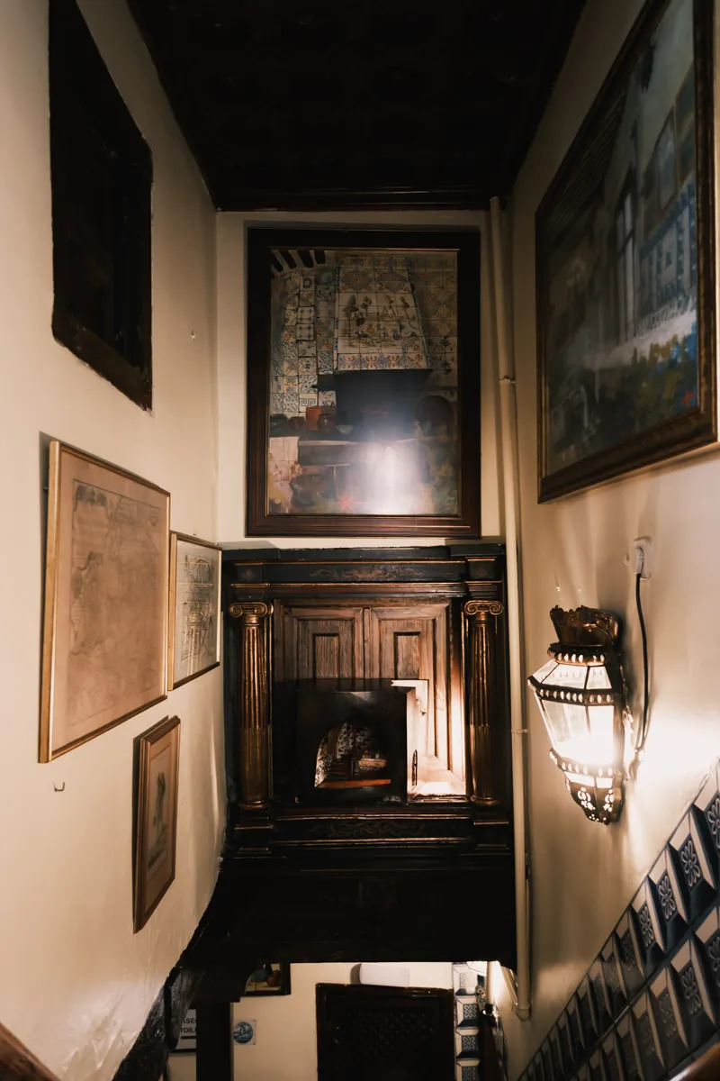 Stairways with old paintings at Botin in Madrid