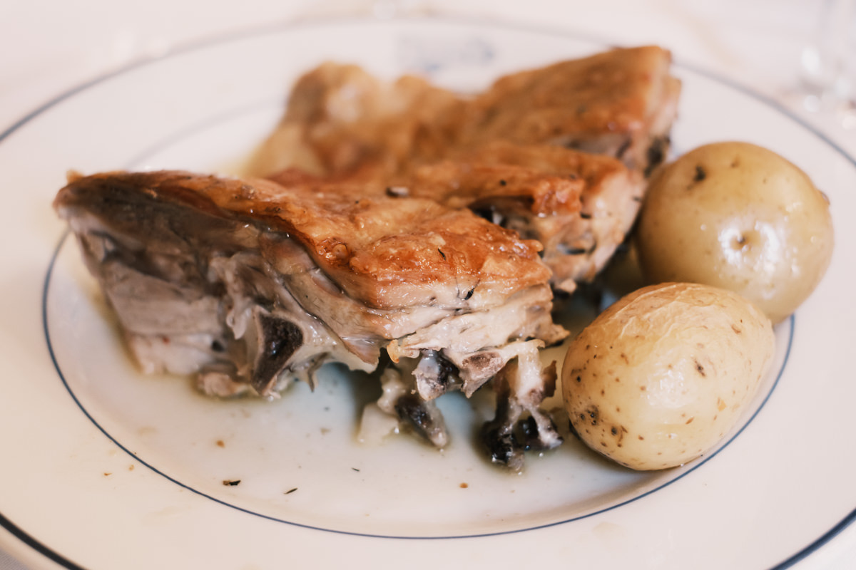 Roasted lamb at Botin in Madrid