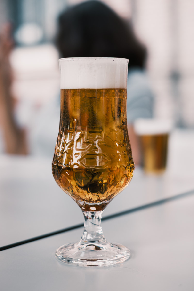 Glass of Mahou beer