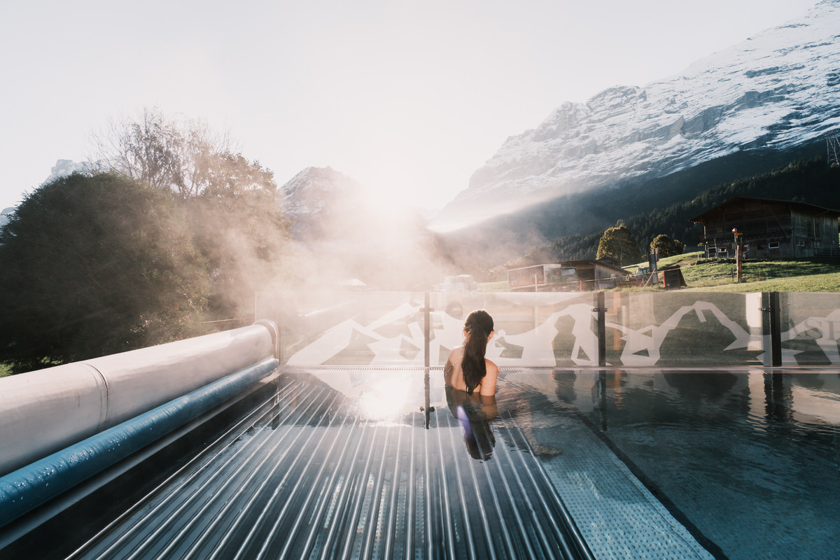 Morning hot tub at Aspen Alpine Hotel in Grindelwald