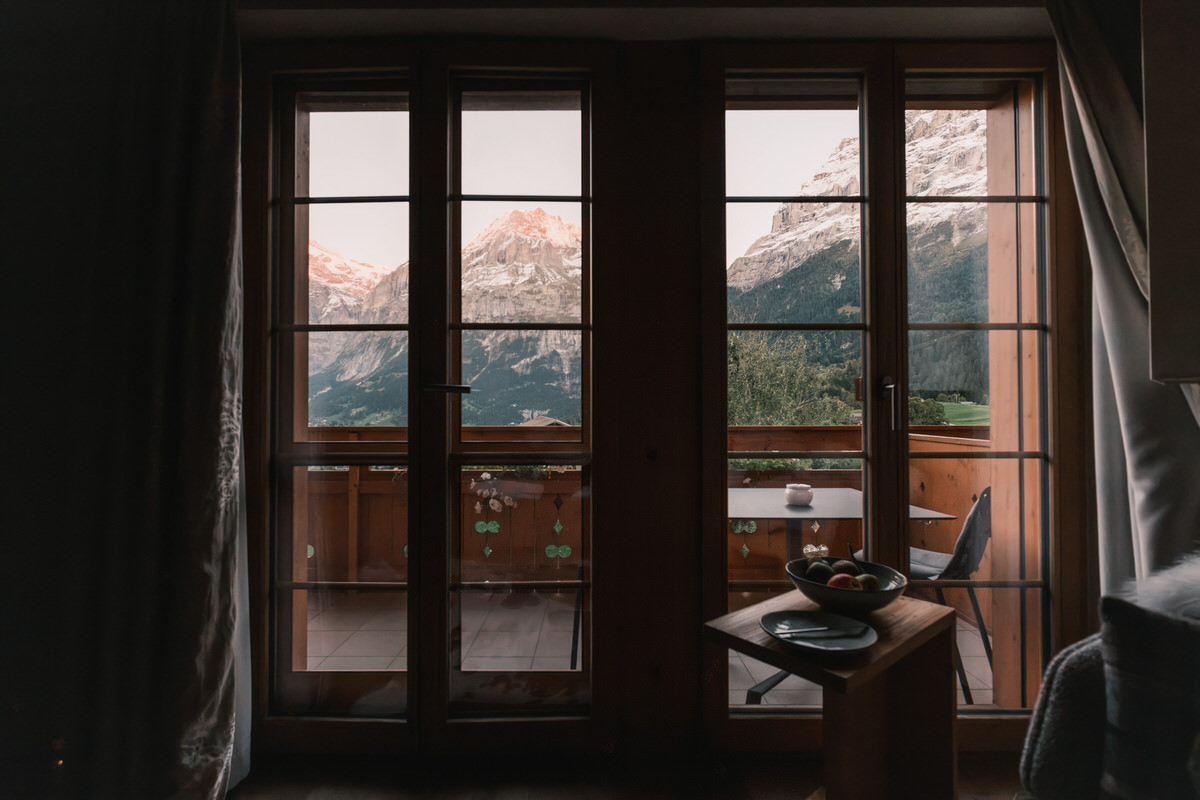 Mountain View from room at Aspen Alpine Hotel in Grindelwald