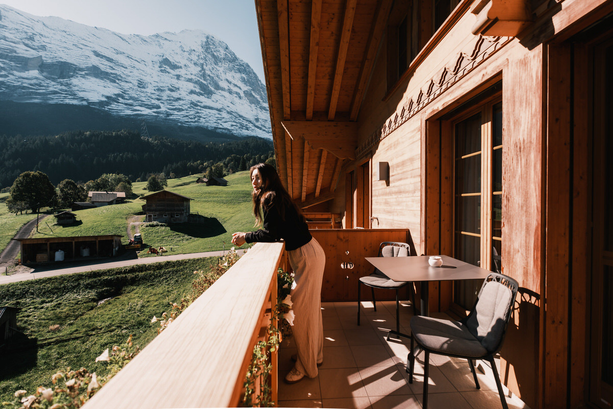 Balcony view at Aspen Alpine Hotel in Grindelwald