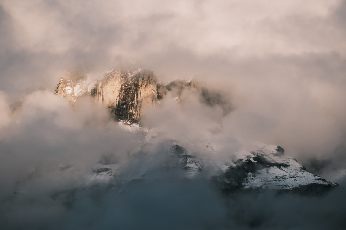 Mountain covered in clouds in Grindelwald