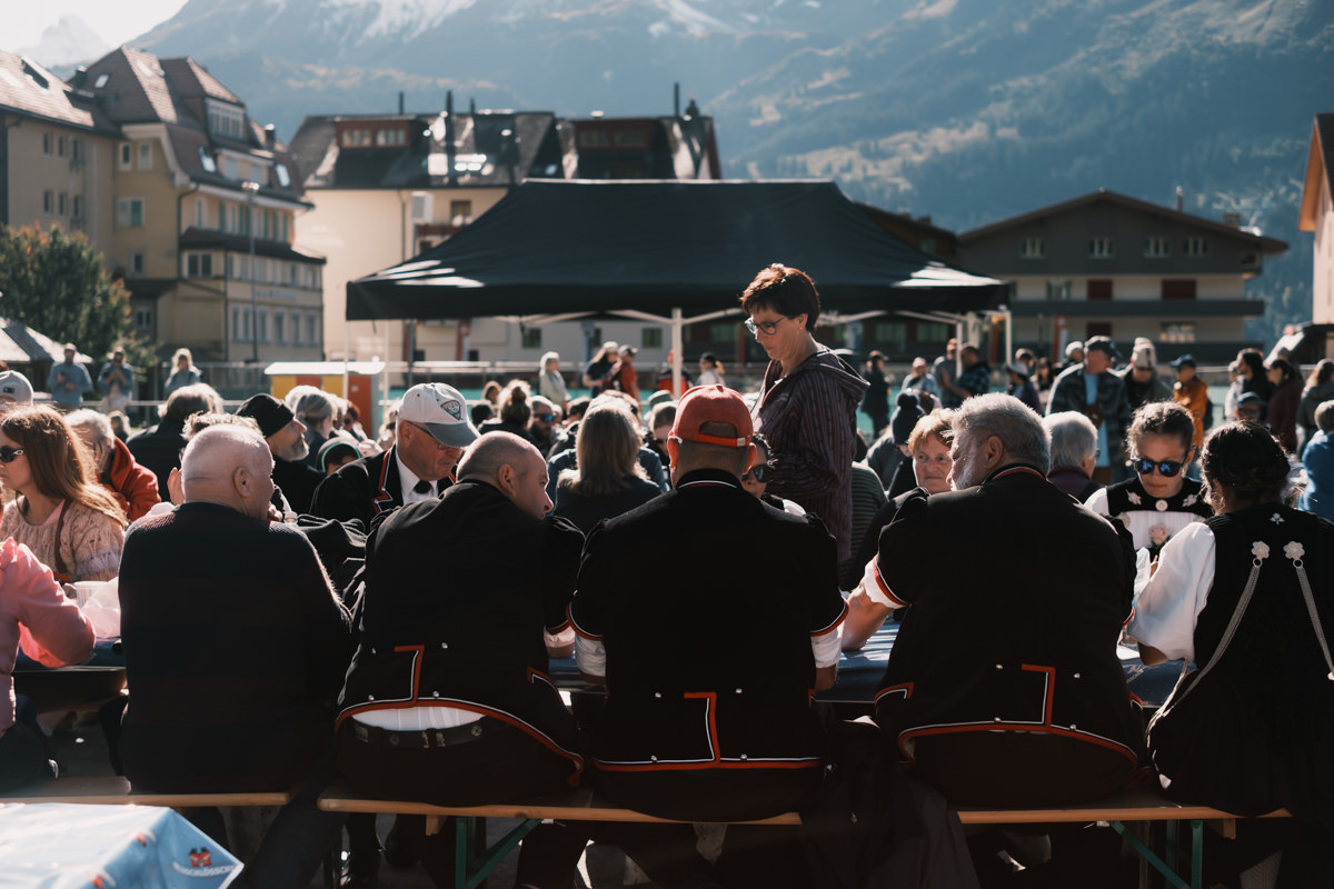 Locals gathering at Wengen cheese festival