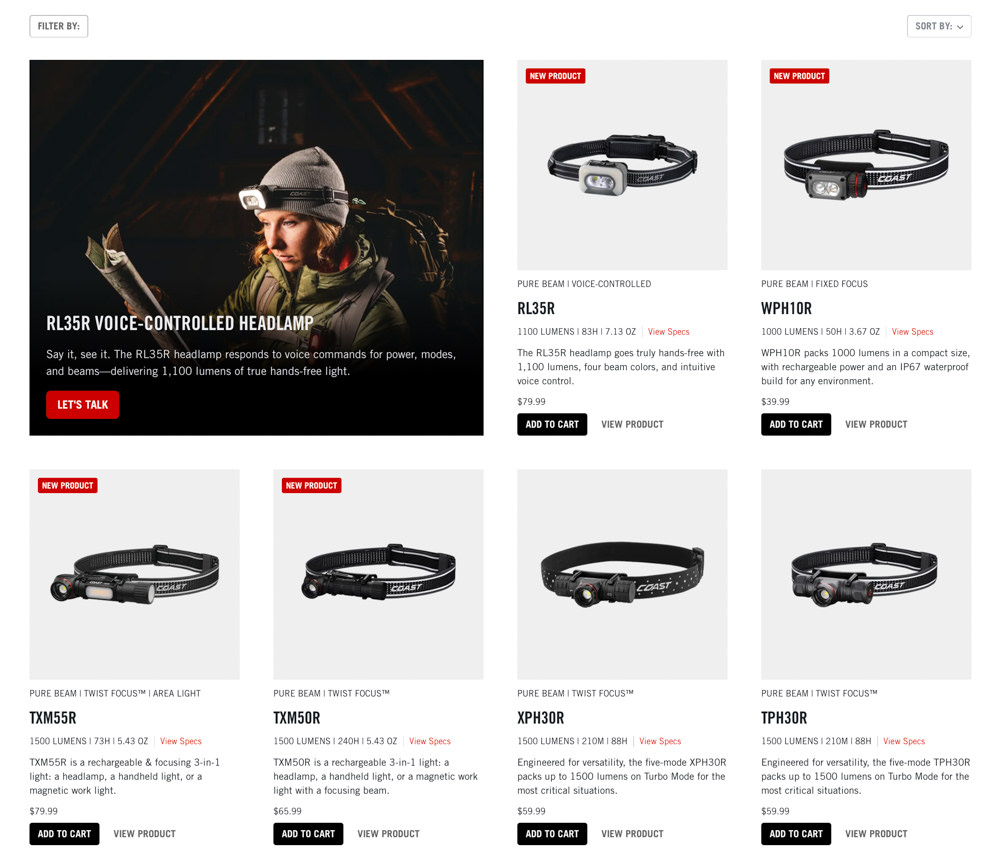 Coast headlamp line-up