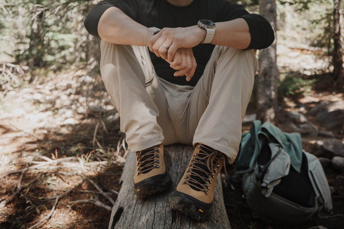 Hiker wearing Danner MTN45 Mid GTX