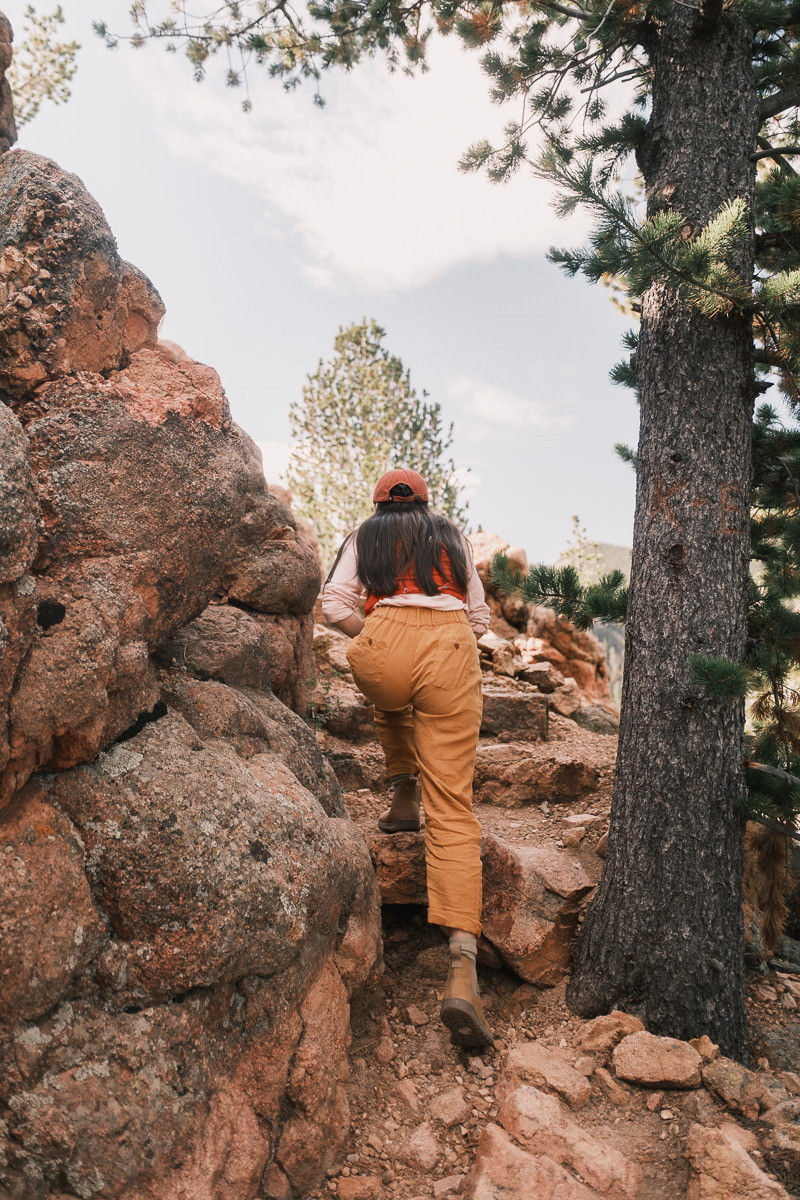 Woman hiking in Lems Chelsea Boot Tuff